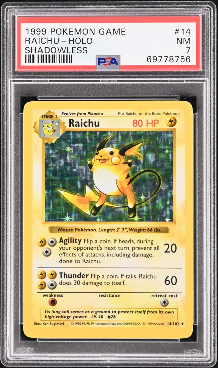 Raichu Pokémon TCG Shadowless Individual Collectible Card Game