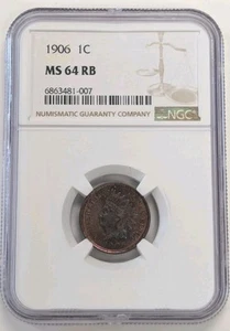 1906 Indian Head Cent NGC MS 64 RB Great Toning - Bild 1 von 2