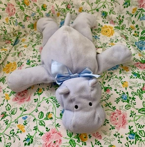 Vtg North American Bear Co. Flatopotamus Blue Flat Hippo 14” Plush Baby Toy TLC* - Picture 1 of 10
