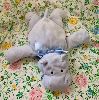 Vtg North American Bear Co. Flatopotamus Blue Flat Hippo 14” Plush Baby Toy TLC* - Image 1 of 4