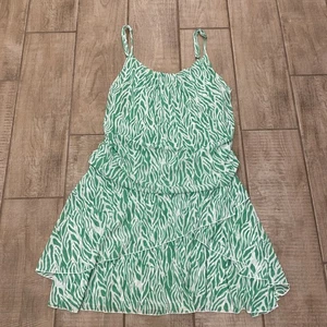 Diane von Furstenberg Kleid XXL fließend Tank Mini Sommerkleid grün Zebra Dopamin - Bild 1 von 9