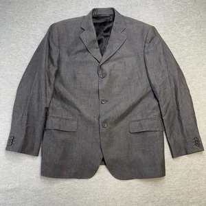 Banana Republic Blazer Jacket Mens 42S Gray Linen Sport Coat Three Button Lined - Picture 1 of 13