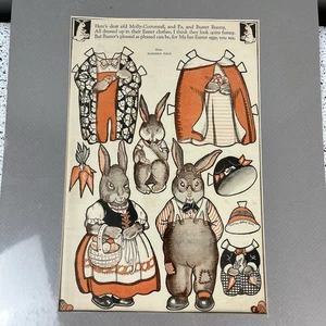 Vintage 1920 Molly Cottontail Barbara Hale Uncut Paper Dolls Matted - Picture 1 of 6