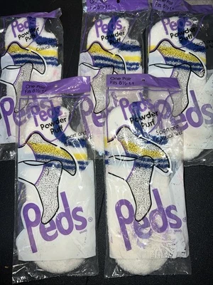 5 pares de meias esportivas e casuais vintage Peds Powder Puff 8,5-11 - Imagem 1 de 4