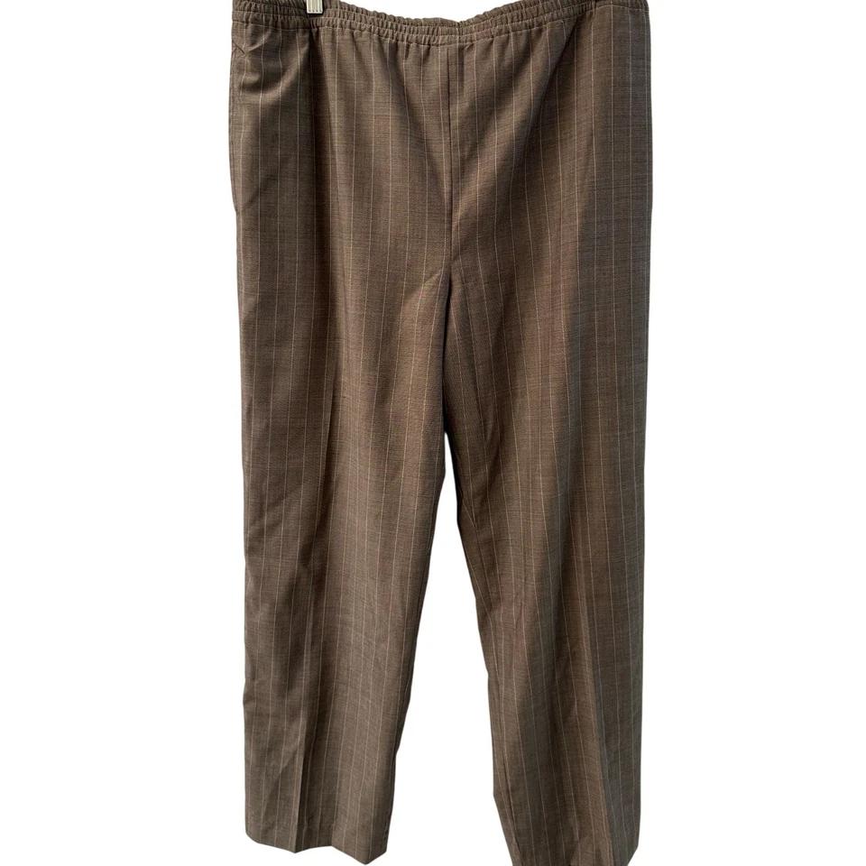 Calça feminina Eskandar listra de lã bege tamanho M-G  - Imagem 1 de 4