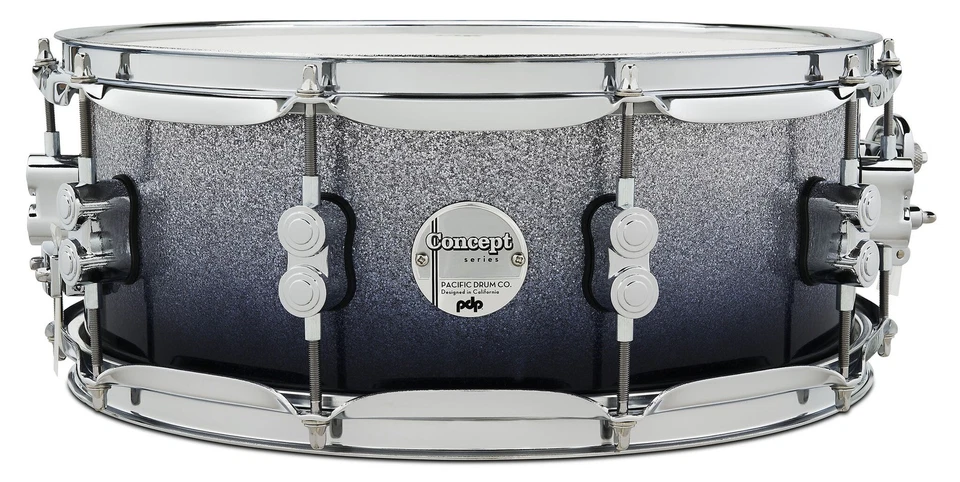 PDP Concept Maple 5.5x14 Silver to Black Sparkle Fade Lacquer Snare - Image 1 of 1