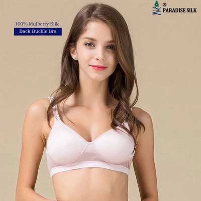 Sujetador deportivo tejido de seda pura esponja acolchado sin cables con hebilla Foto 1 de 4