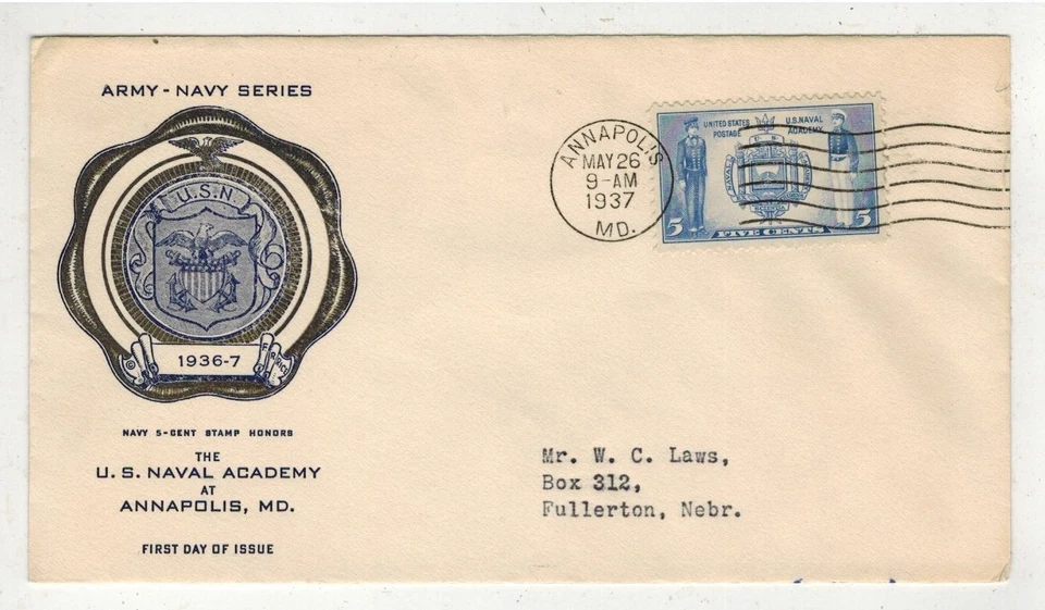 1937 ARMY NAVY HEROES SERIES 794 ANNAPOLIS NAVAL ACADEMY BY RICE - Image 1 of 1