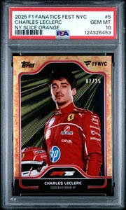 2025 Topps Formula 1 Fanatics Fest Charles Leclerc NY Slice Orange /25 PSA 10 - Picture 1 of 2