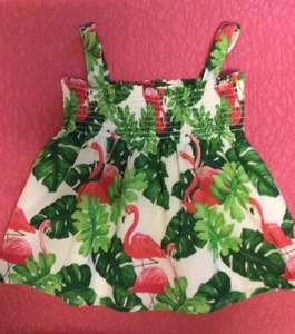 Janie & Jack GIRLS 6 Tropical Flamingo Sleeveless Lined Strap Top Excellent - Picture 1 of 4