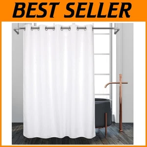 No Hook White Shower Curtain with Snap-in Liner - Picture 1 of 9