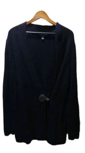 Cárdigan envolvente Lauren Ralph Lauren para mujer talla XL negro tejido acanalado preppy clásico - Imagen 1 de 10