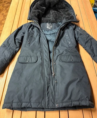Spiewak & Sons McElroy Parka Coat Faux Fur Trim Hood Navy Size Large - Image 1 of 4