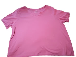Plus T-shirt donna Talbots 3X 100% cotone rosa scuro scollo a V - Foto 1 di 10