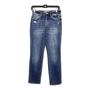 Lovervet by Vervet Jeans Womens 25/1 Straight Mid Rise Fringe Whiskers Distress - Picture 1 of 9