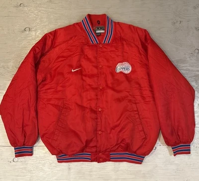 Vintage 90s Nike NBA LA Los Angeles Clippers Satin Bomber Jacket Sz 2XL - Image 1 of 4
