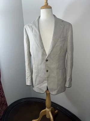 Suitsupply Havana Jetted FL 修身米色 3 卷西装外套 42S 羊毛纹理 — 第 1/4 张图片