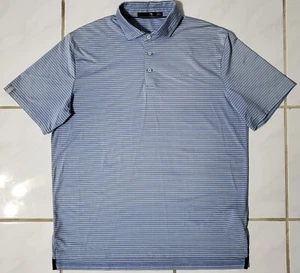 Ralph Lauren RLX Golf Polo Shirt Mens Sz L Blue/White Stripe Wicking Performance - Picture 1 of 13