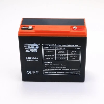 6-DZM-20 12V 24AH Battery for Mobility Scooter Go Kart ATV Golf Cart Lawn Mower - Image 1 of 4