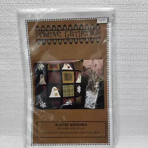 Primitive Gatherings Winter Window Snowman Applique Pillow Pattern - Picture 1 of 2