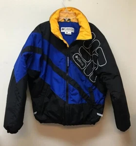 Columbia Sport Vintage Big Logo Puffer Bomber Jacket Men’s M Coat Color Block - Picture 1 of 11