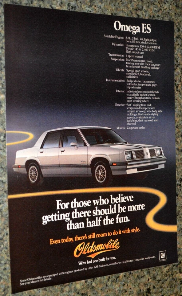 Oldsmobile Omega Es 1982 anuncio original impreso anuncio 82 Foto 1 de 1