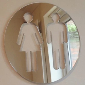 Männlich & Weiblich Rund Wc-Tür Schild Form Acryl Spiegel - Verschiedene Größen - Bild 1 von 1