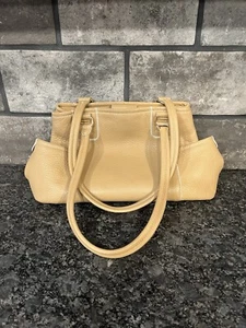 Vintage Fossil Tan Soft Pebbled Leather Double Handle Satchel Bag Purse Handbag - Picture 1 of 13