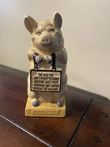 Antique Thrifty the Wise Pig Cast Iron Piggy Bank - Picture 1 of 5