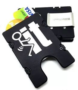 Billet Vault Cartera de aluminio, protección RFID, anodizado negro, F_ _ CK IT, - Imagen 1 de 8