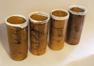 Anna Van Briggle Tumblers, Brown With White Drip, Set Of 4, Signed - Picture 1 of 9