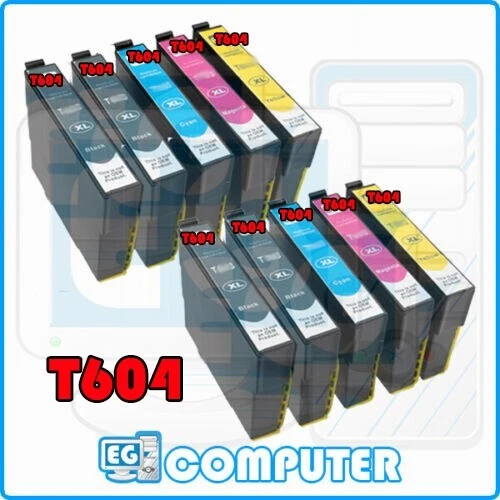 KIT 10 CARTUCCE PER EPSON T604XL WF-2910 WF-2930 WF-2935 WF-2950 XP-2200 604XL