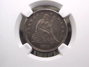 1861 "P" Seated Liberty SILVER Quarter 25c NGC AU55 #006 About Unc ECC&C, Inc. - Picture 1 of 5