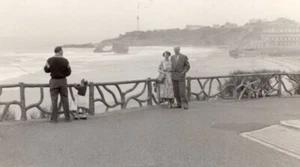 France Biarritz Beach Seafront old Amateur Photo 1950's - Picture 1 of 3