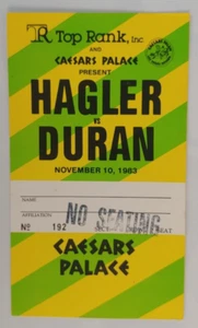 10 novembre 1983 biglietto/pass Marvin Hagler vs Roberto Duran 'Senza posti' - Foto 1 di 2