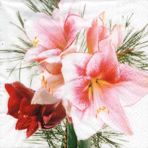 4 Motivservietten Servietten Napkins Tovaglioli Blume Blüte Amaryllis (107) - Bild 1 von 1