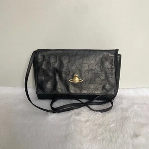 VIVIENNE WESTWOOD Vintage Black Polka Dot Leather Sling Clutch ag - Picture 1 of 11