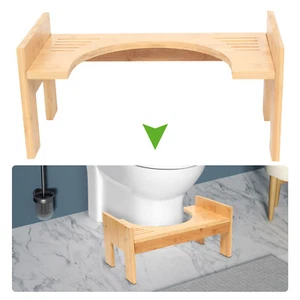 Bamboo Adjustable Toilet Stool, 7-9 Inches Bamboo Potty Stool, Poop Stool - Picture 1 of 12