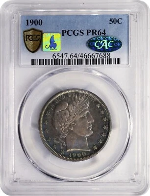 1900 PCGS PR64 CAC CMQ Proof Barber Half Dollar 50c Stunning Tone Harte Pedigree - Image 1 of 4
