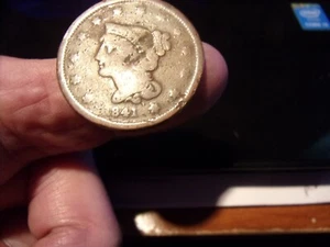 Collectible Antique US Braided Hair Large Cent - 1841 - Good - $7 s/h - Picture 1 of 3