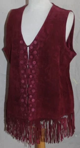 NWT Chico's Sz 2 L Rich Suede Fringed Romantic Funky Western Vest Jacket - Picture 1 of 7