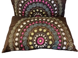 Pier 1 One Throw Pillows Embroidered Style BOHO Rectangular Lumbar 2 Zippered - Picture 1 of 4