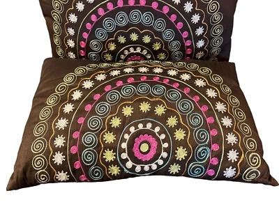 Pier 1 One Throw Pillows Embroidered Style BOHO Rectangular Lumbar 2 Zippered - Image 1 of 4