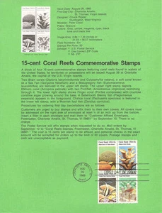 #8014 15c Coral Reefs Stamps - Scott #1827-30 USPS Souvenir Page - Picture 1 of 1