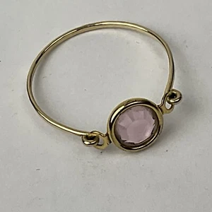 Handwerklich hergestellt echt rosa Kristall Ring 14K gelb GP Zargenfassung gehämmert Band 6,5 - Bild 1 von 13
