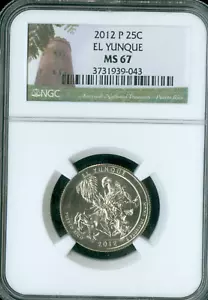 2012 P EL YUNQUE PARKS QUARTER NGC MS67 PQ 2ND FINEST * - Picture 1 of 2