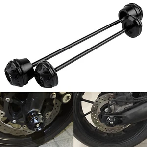 Front & Rear Wheel Axle Fork Slider Protector Black For 14-17 YAMAHA MT-07 FZ-07 - Picture 1 of 7