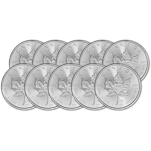 2023 Canada Silver Maple Leaf - 1 oz - $5 - BU - Ten 10 Coins Cover