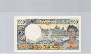 Tahiti Papeete 500 Francs ND D.1 Nr. 00393006 Pick 25a Neu / UNC - Bild 1 von 2