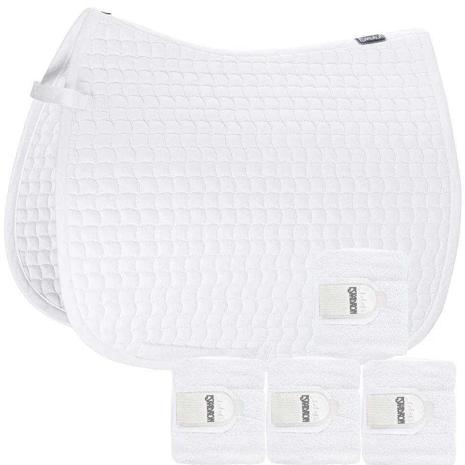 Set Eskadron Basic Cotton Schabracke mit Fleecebandagen in white
